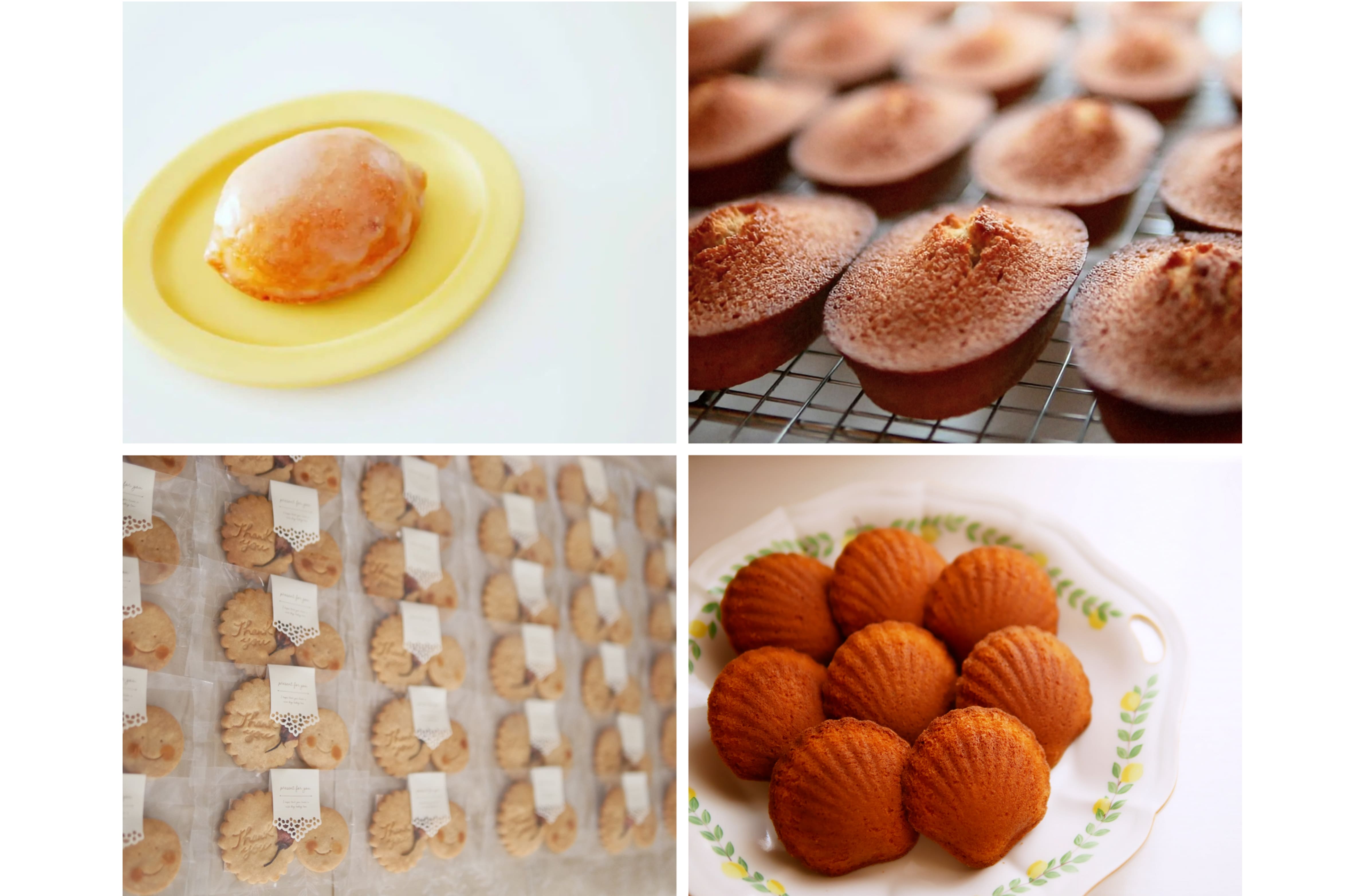 焼菓子、パイ、果物のベイクドタルト、パン、日本製の雑貨