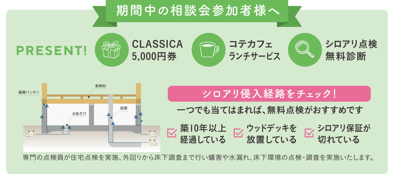リフォーム・リノベーション期間中の相談会参加者様へPRESENT!
