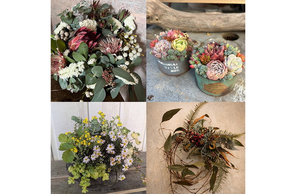 ドライフラワーアレンジ、多肉アレンジ、花の寄せ植え