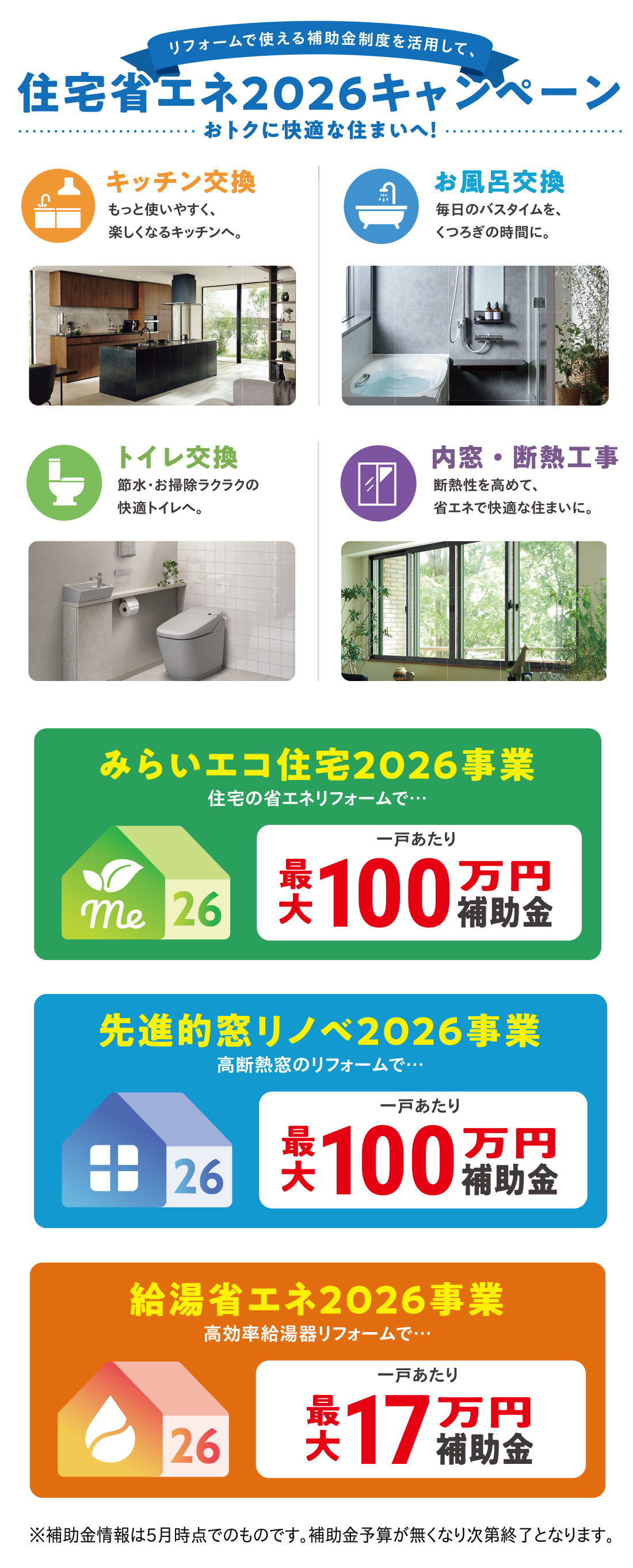 リフォームで使える補助金制度を活用して、住宅省エネ2026キャンペーン